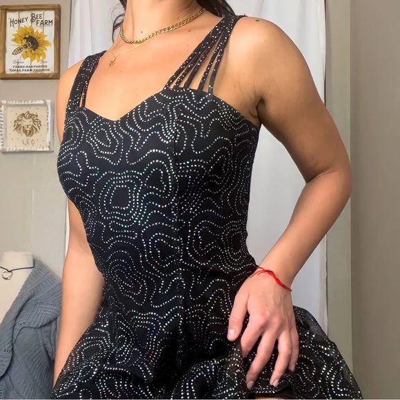 All That Jazz Psychedelic Glitter Vintage Mini Dress - Picture 2 of 4